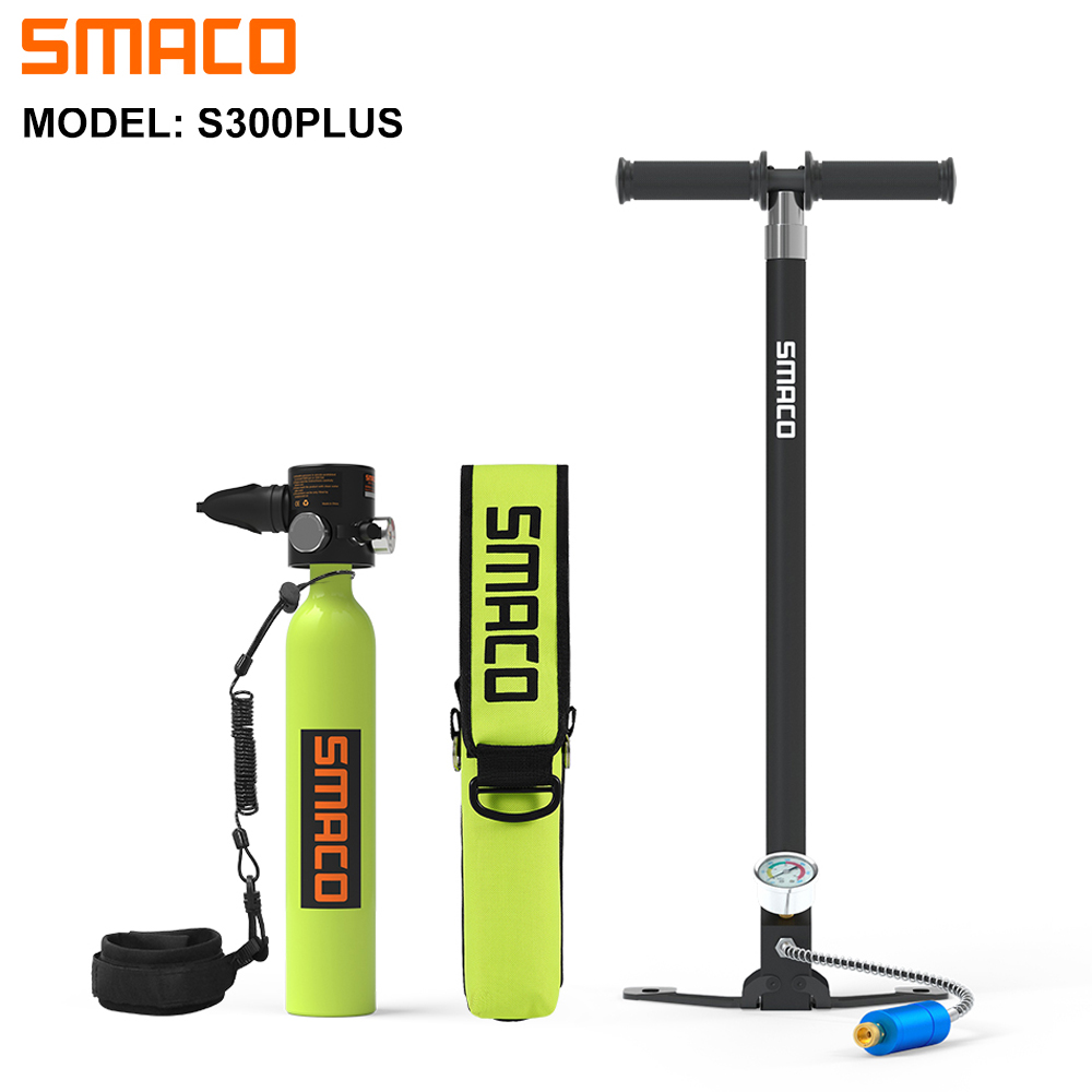 S300Plus 0.5L Scuba Diving Tank Equipment Oxygen Tank Cylinder Set Hand Pump for Snorkeling Breath Scuba Diving Equipment