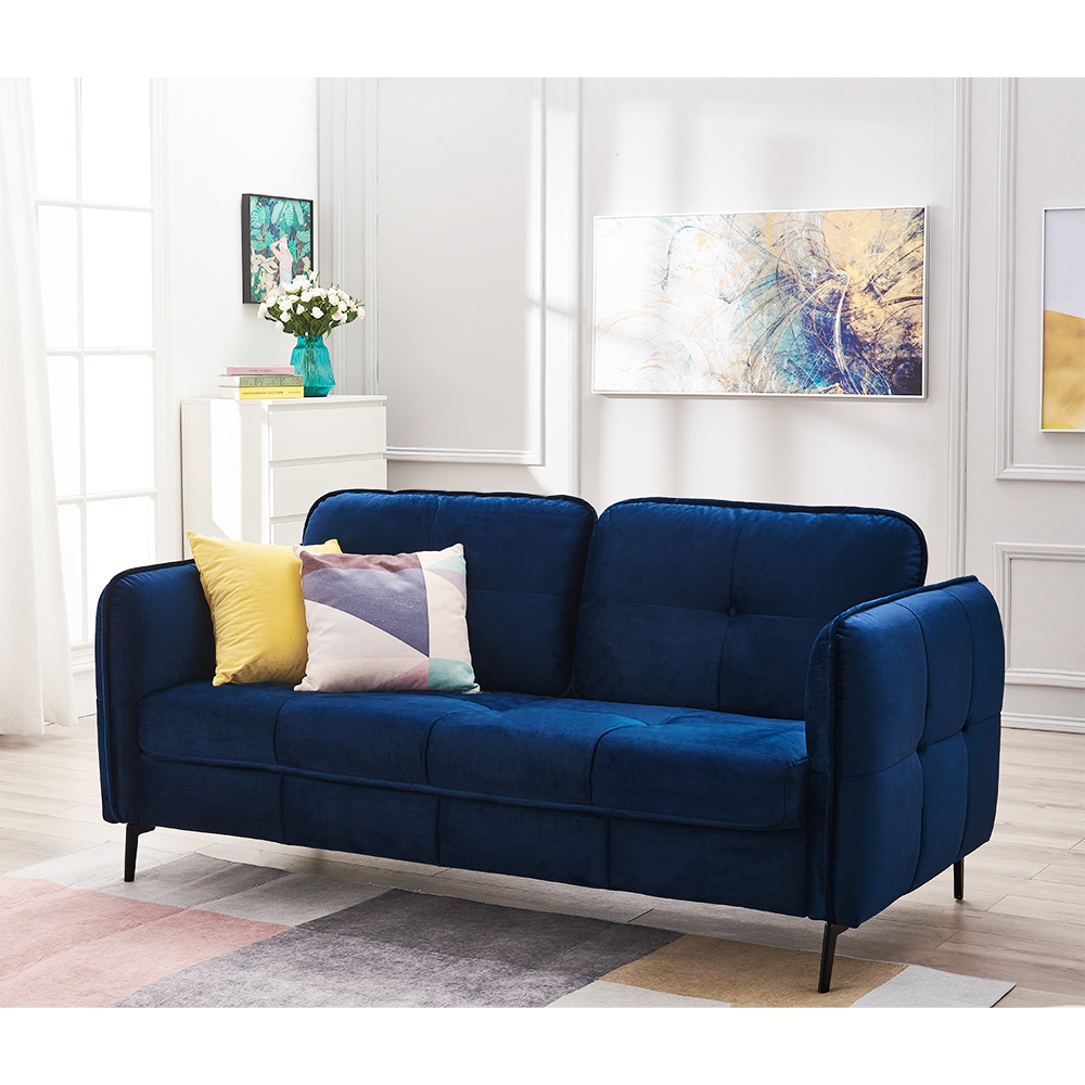 Velvet Sofa Living Room Lounge Sofa Couch Armrest Corner Sofa Woven Blue