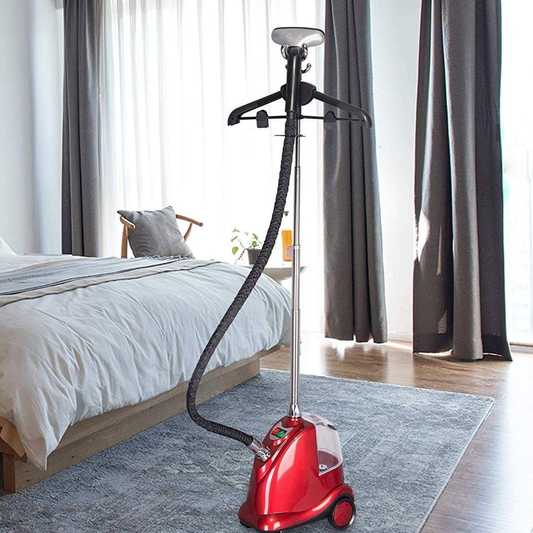 Steam Straightener with Brush and Clothes Hanger, Height Adjustable