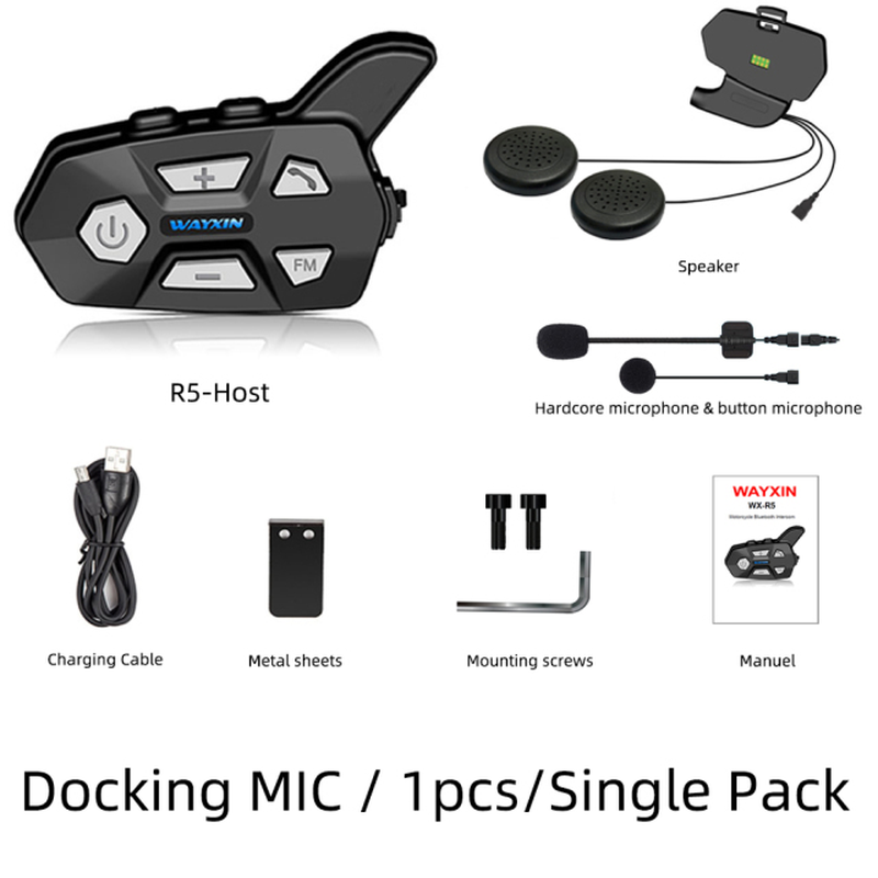 Bluetooth 5.0 Motorcycle Intercom Helmet 2 People 1200M Talking Universal Pairing Waterproof Interphone Headset FM Radio