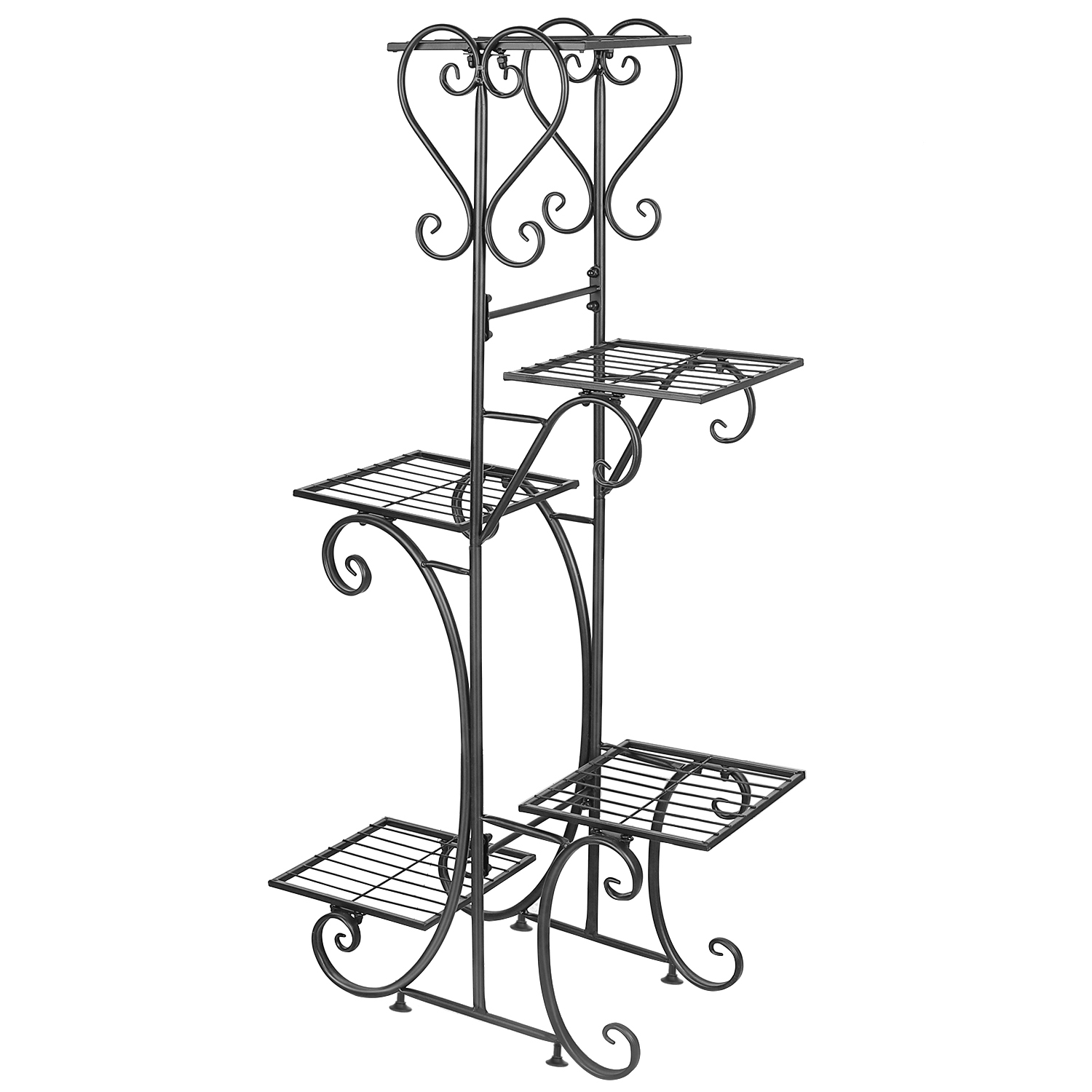 5 Tiered Tall Plant Stand Indoor Iron Planter Shelf Rack Garden Metal Flower Pots Display Holder Outdoor