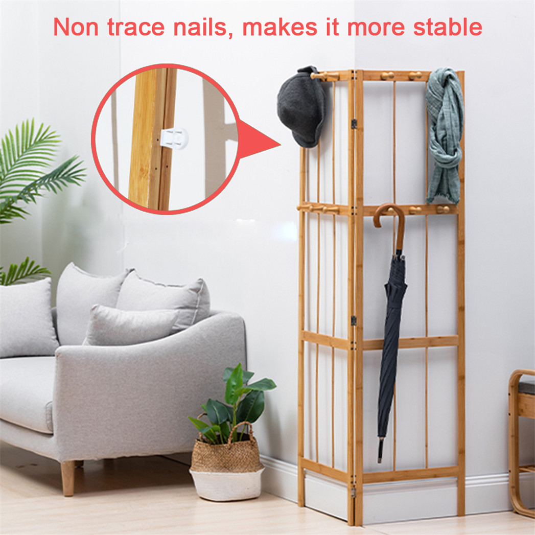 Bamboo Coat and Hat Rack Solid Wood Combination Stand Angularly Foldable Coat Rack Free-Standing