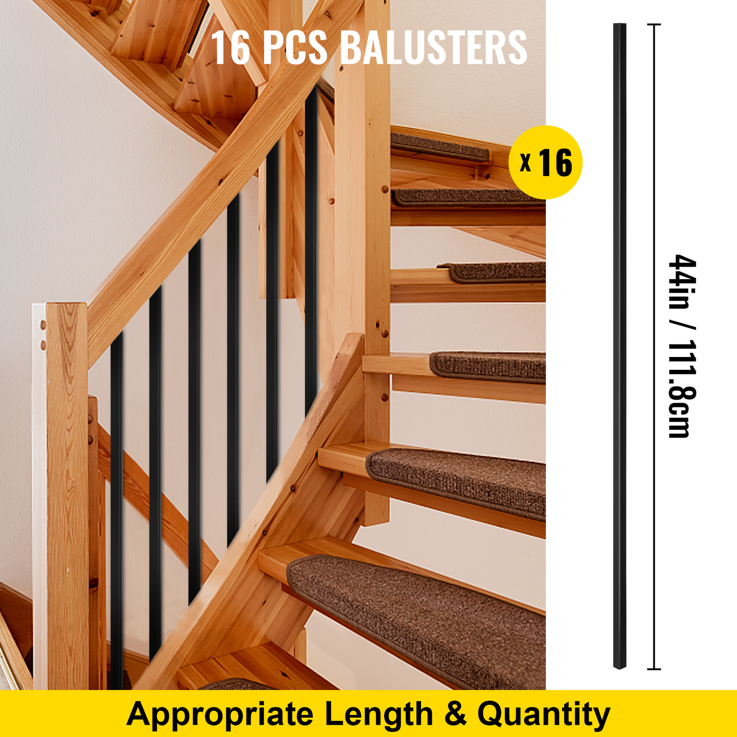 Deck Balusters Metal Deck Spindles 16/10/26/51 Pack 44 /32.25 Inch Iron Stair Railing Building & Hardware Home & Garden