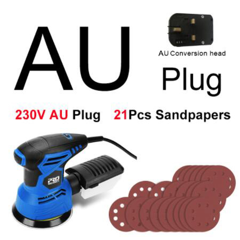 300W Random Orbital Electric Sander Machine with 21Pcs 125Mm Sandpapers 120V/240V Strong Dust Collection Polisher by