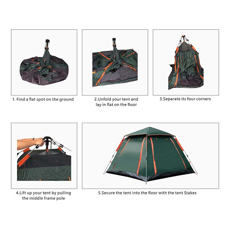 3-4 Persons Automatic Tent Outdoor Camping Tent Double Layer Waterproof Easy Instant Setup Protable Backpacking for Sun Shelter