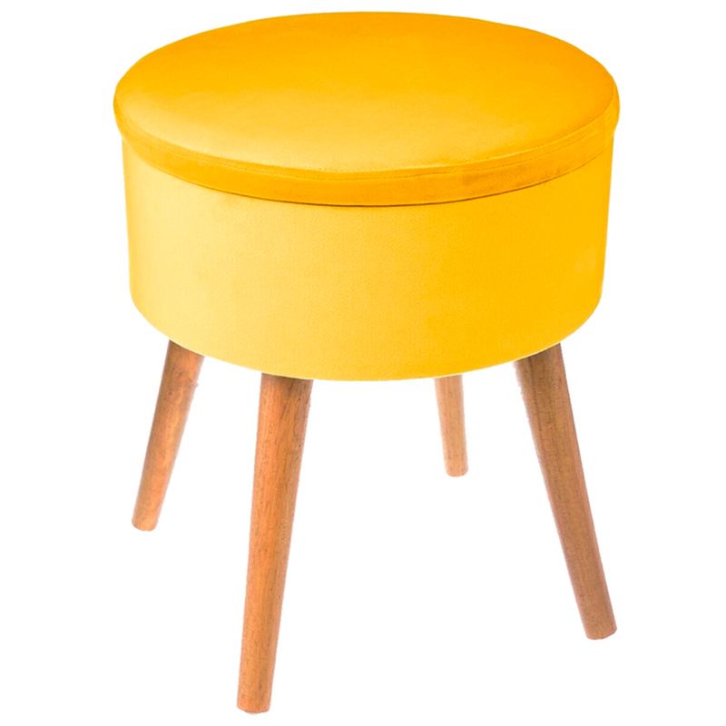 Storage Velvet Stool Made of Polyester Atmosphera 36X44 Cm Color Blue/Yellow/Gray