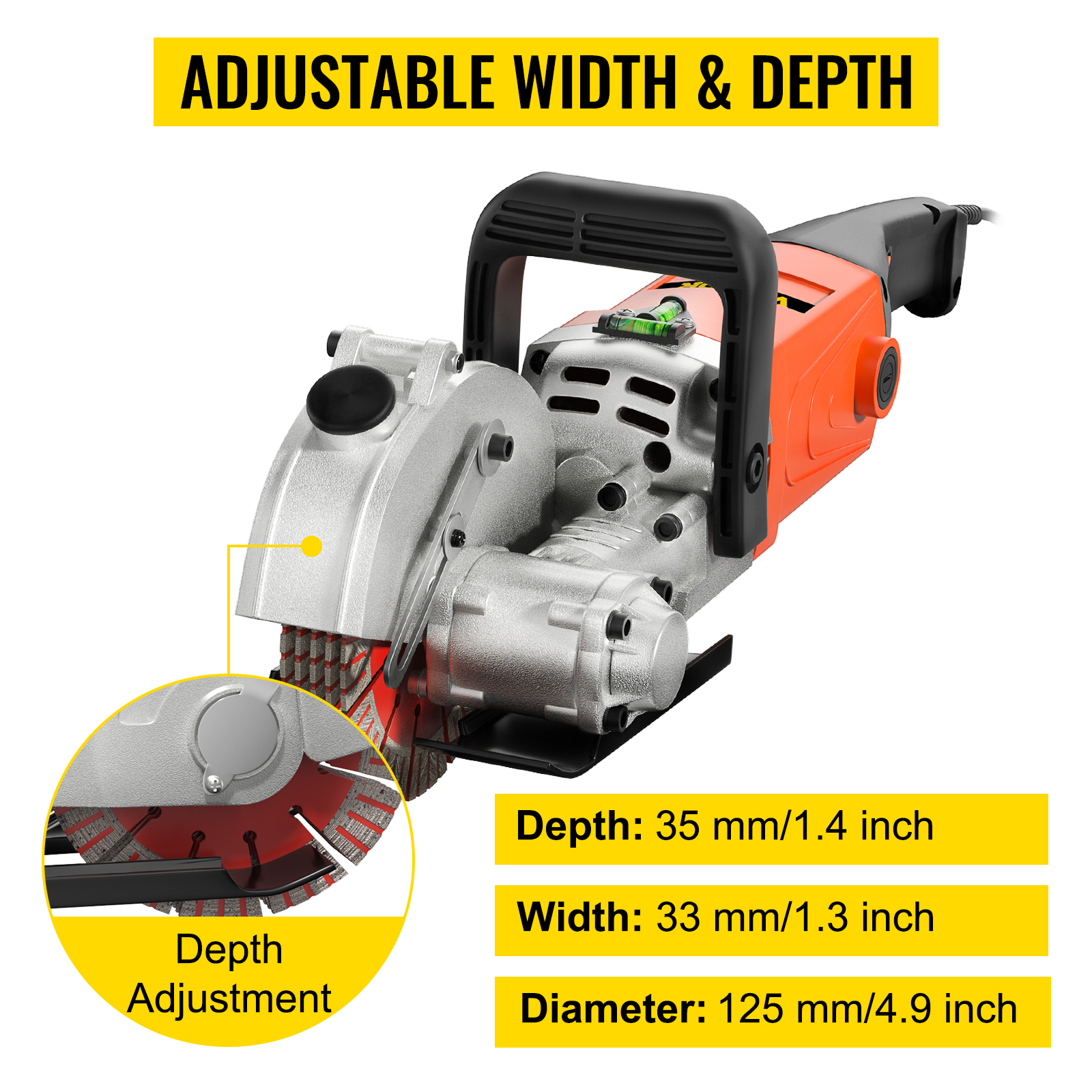 4KW Wall Chaser Concrete Brick Cutter 7500RPM Electric Seamless Groove Slotting Machine 125Mm Circular Saw Power Tool Set