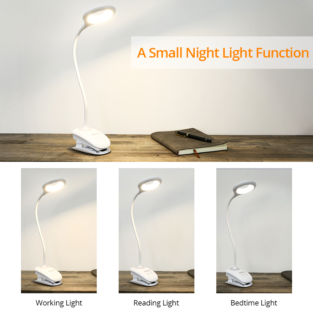 DEKO Table Lamp LED Desk Touch Switch Clip Study Reading Light USB Rechargeable Desktop Night Light Adjustable Brightness