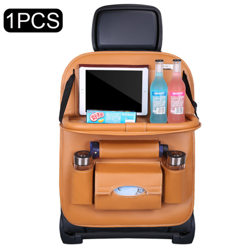 Pu Leather Pad Bag Car Seat Back Organizer Foldable Table Tray Travel Storage Bag Foldable Dining Table Car Seat Storage Bag