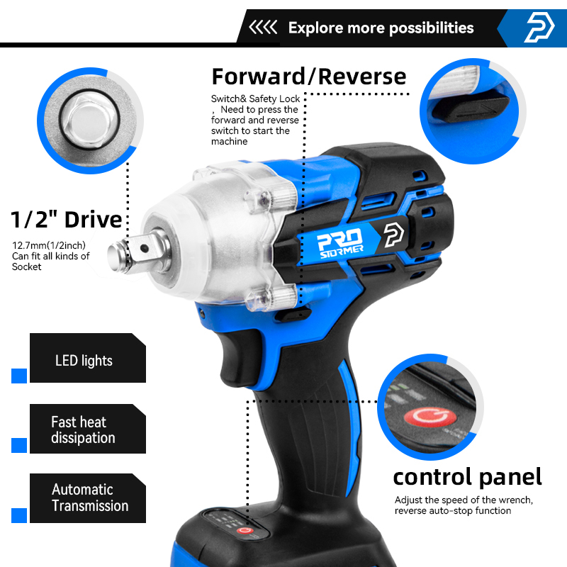 Electric Impact Wrench 21V Brushless Wrench Socket 4000Mah Li-Ion Battery Hand Drill Installation Power Tools by