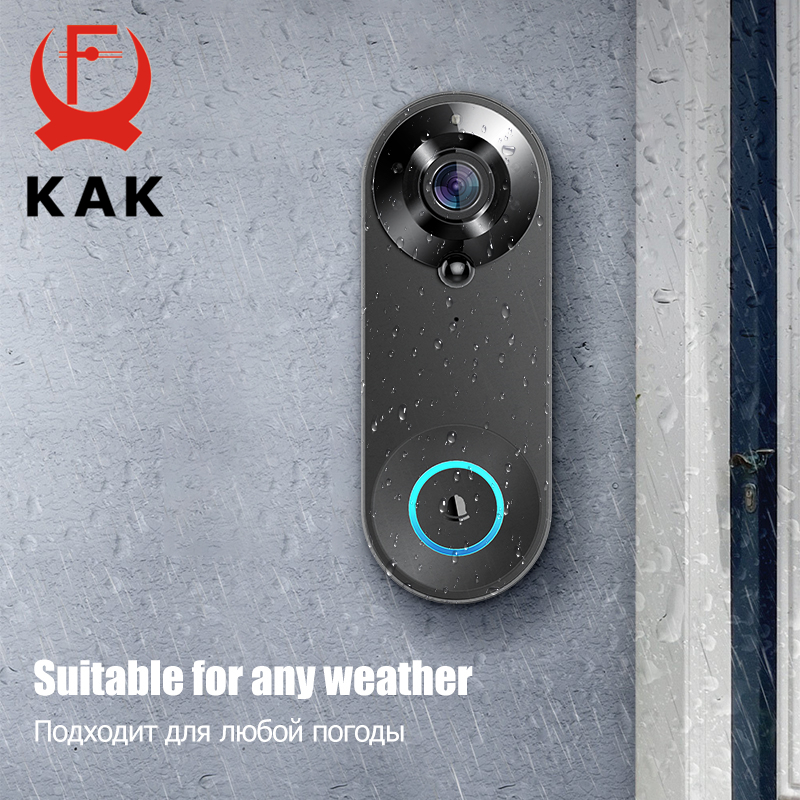 KAK Wireless Wifi Video Doorbell Camera Smart Door Viewer Peephole 1080P HD PIR Motion Detection Night Vision Visual Intercom