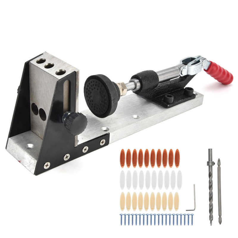 Movable Pocket Hole System Jig Master Blind Hole Drilling Template Guide Kit Woodworking Set Woodworking Fixture