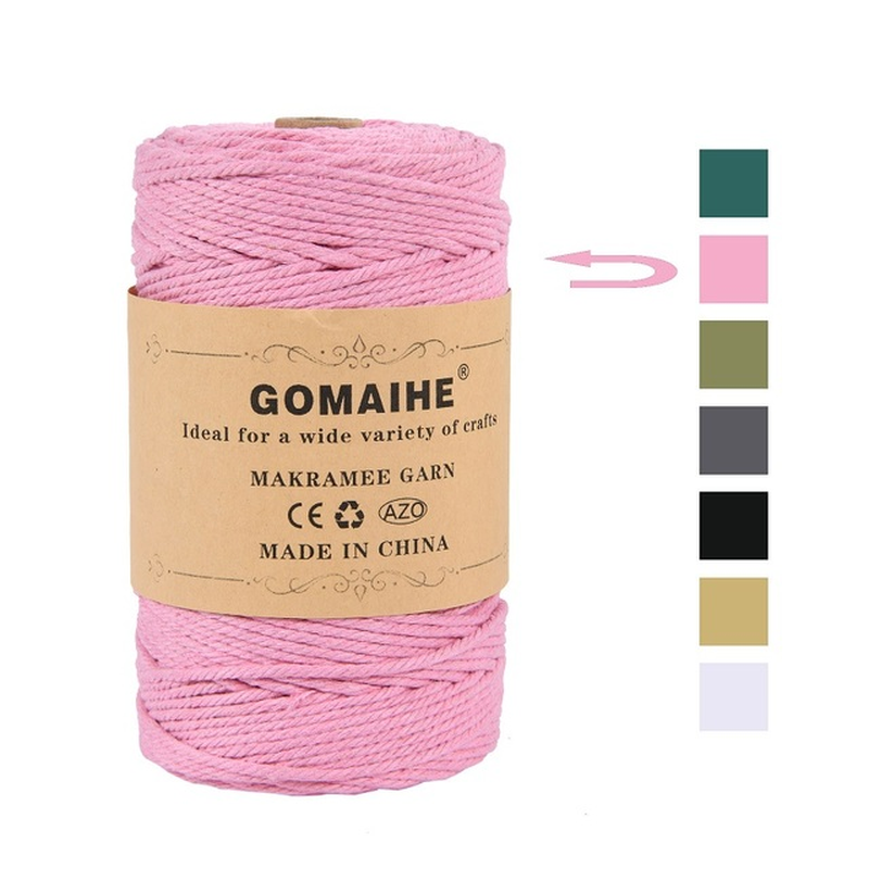 Gomaihe Macrame Cord 3Mm X 200M 100% Cotton Rope Craft String Twine for Wall Hanging Plant Hangers Knitting Home Decorations DIY