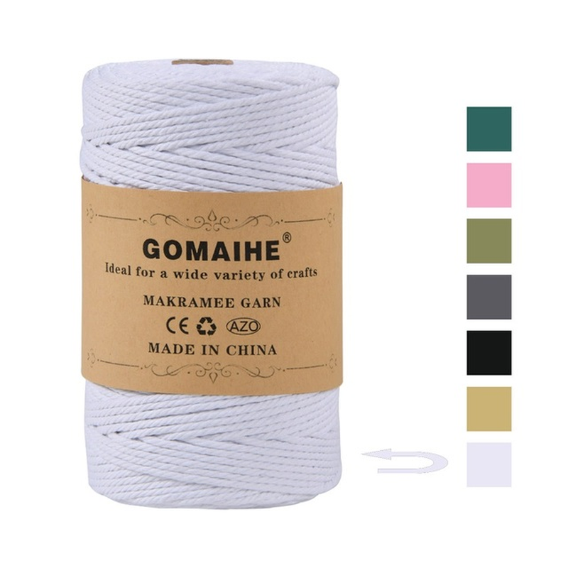 Gomaihe Macrame Cord 3Mm X 200M 100% Cotton Rope Craft String Twine for Wall Hanging Plant Hangers Knitting Home Decorations DIY