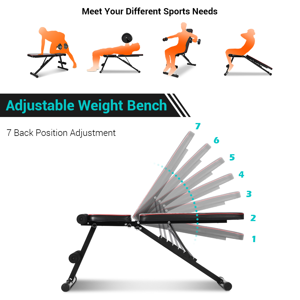 ONETWOFIT Adjustable Weight Bench Foldable Workout Bench with Incline Decline Flat Weight Lifting Sit up Ab Bench for Exercise