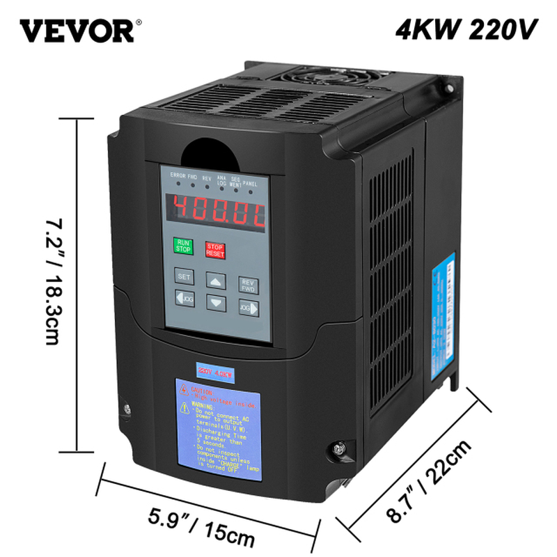 VEVOR VFD Frequency Inverter 1.5/2.2/3.0/4.0/7.5KW 220V 3 Phase Variable Speed Drive Frequency Converter for CNC Milling Machine