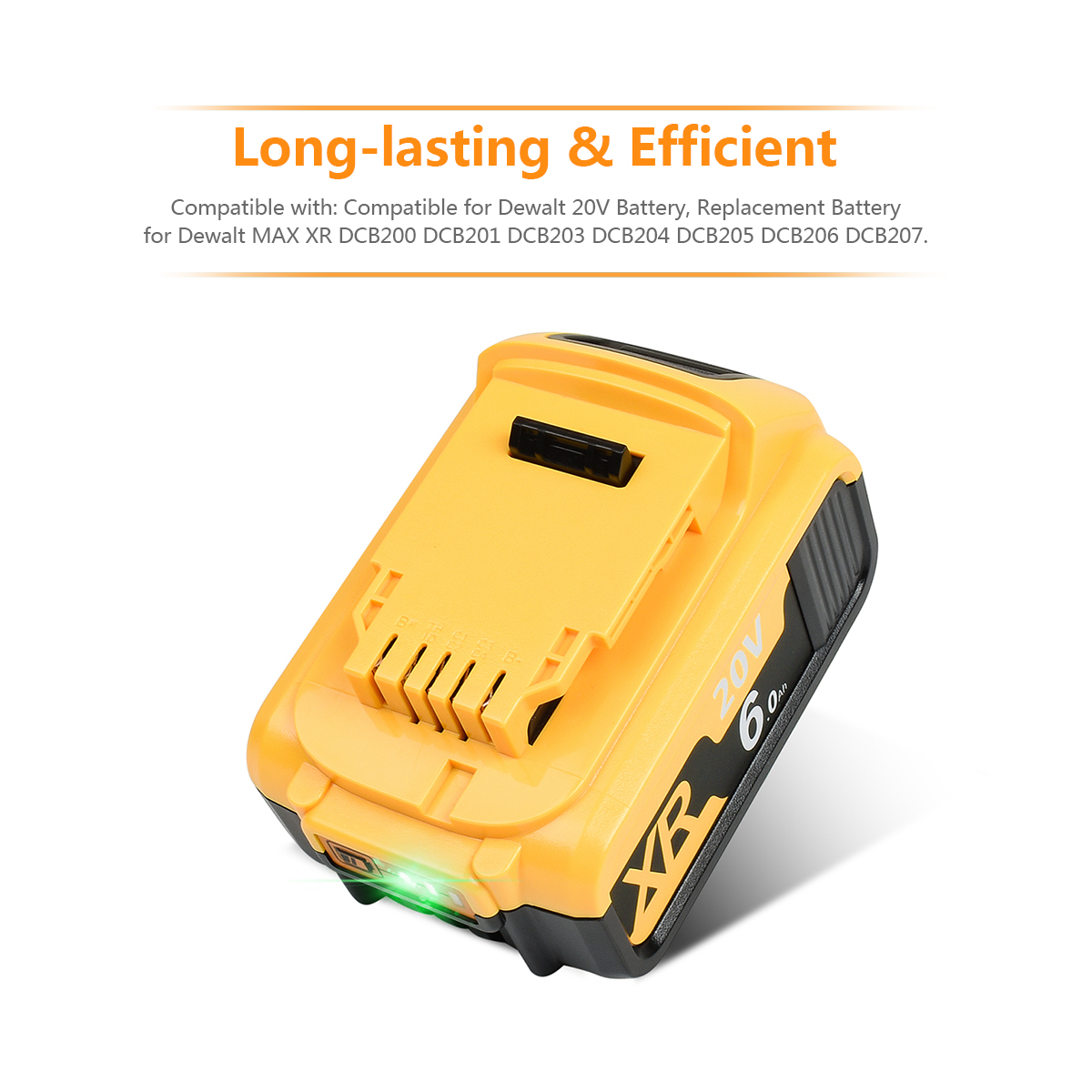 4000/6000Mah 18V/20V for Dewalt Power Tool Battery for DCB180 DCB181 DCB182 DCB201 DCB201-2 DCB200 DCB200-2 DCB204-2