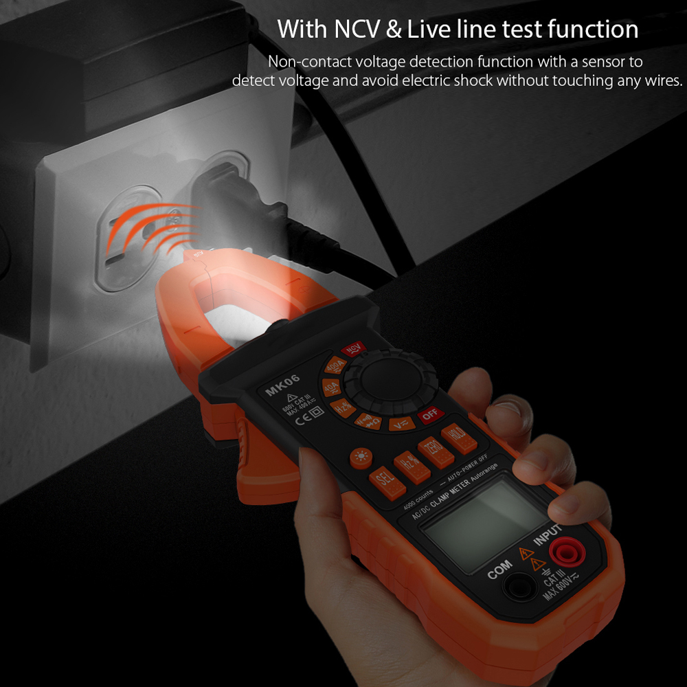 Digital Clamp Meter AC DC Voltage Current LCD Diaplay Auto-Ranging Clamp Multimeter Capacitance NCV Hz Tester 4000 Counts