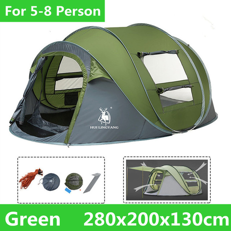 5-8 People Fully Automatic Camping Tent Windproof Waterproof Automatic Pop-Up Tent Family Outdoor Instant Setup Tent 4 Season