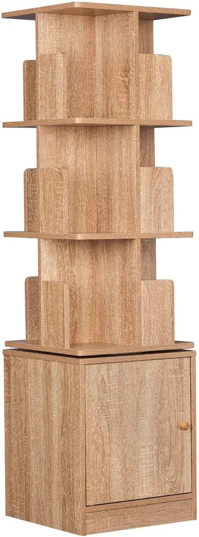 Bookshelf 3 Level Storage Shelf with Cabinet Made of MDF Light Oak