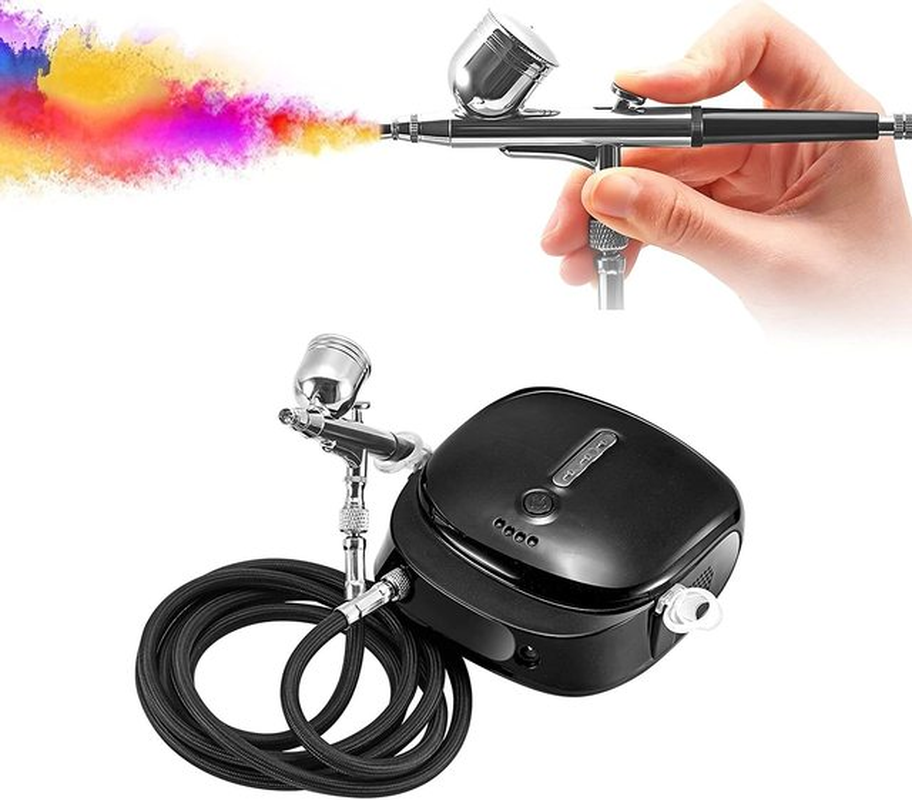 EU US Stock Mini Airbrush Gun Set with Air Compressor Pressure Adjustment Dual Action Airbrush Kit for Painting,Cake,Craft,Etc