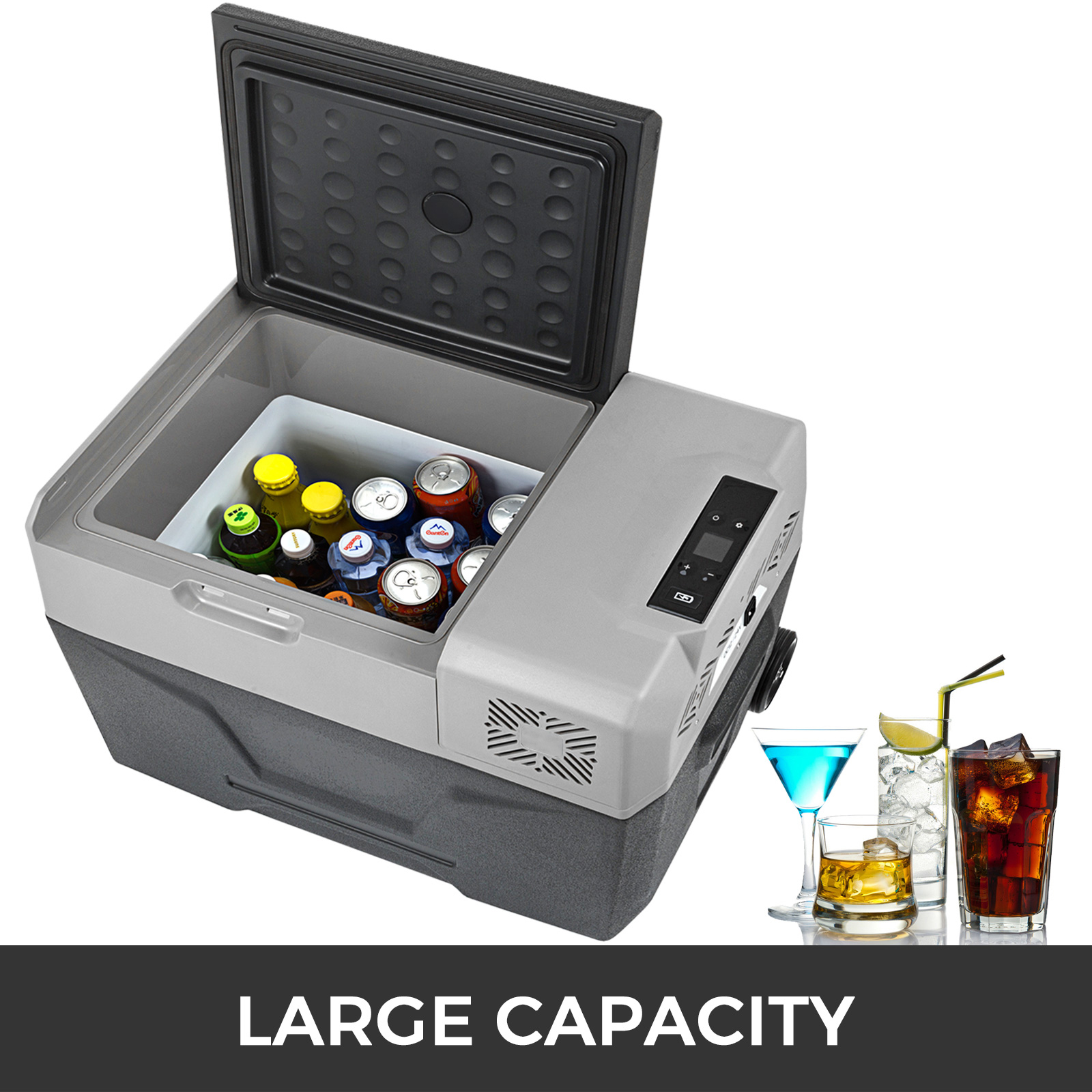 Car Refrigerator Portable Compressor Fridge Freezer W/ Wheel & Draw Bar 30L 40L 50L for Camping Picnic Boating Caravan Bar