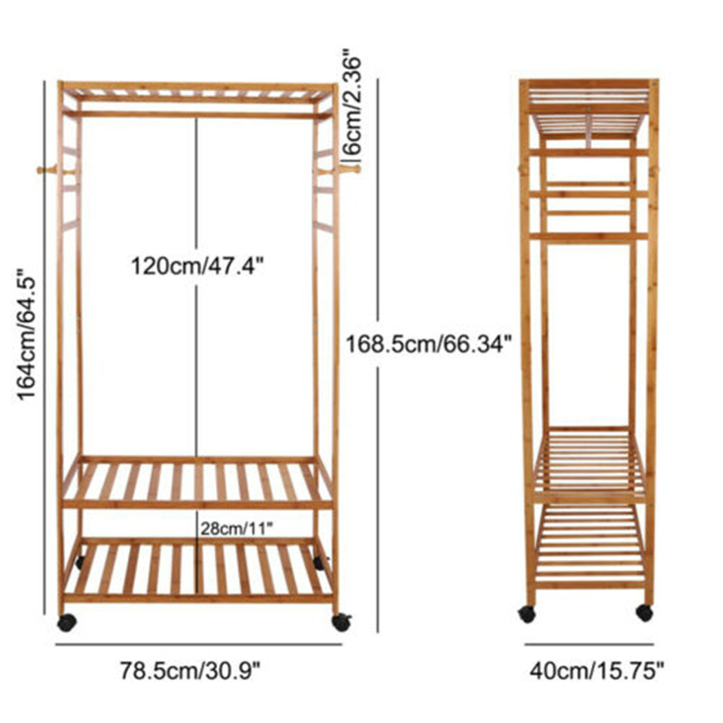 Rolling Clothes Racks Garment Racks Hanging Heavy Duty with Shoe Clothing Storage Organizer Shelves