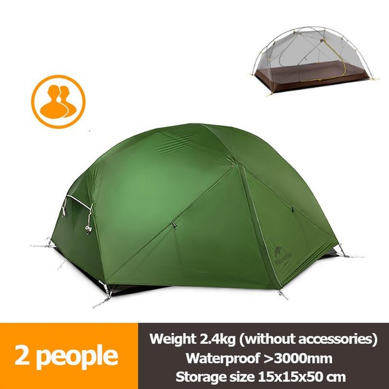 Mongar 2 Camping Tent Ultralight Outdoor 3 Season Waterproof 20D Nylon Hiking Tent 2 Person Backpacking Tent