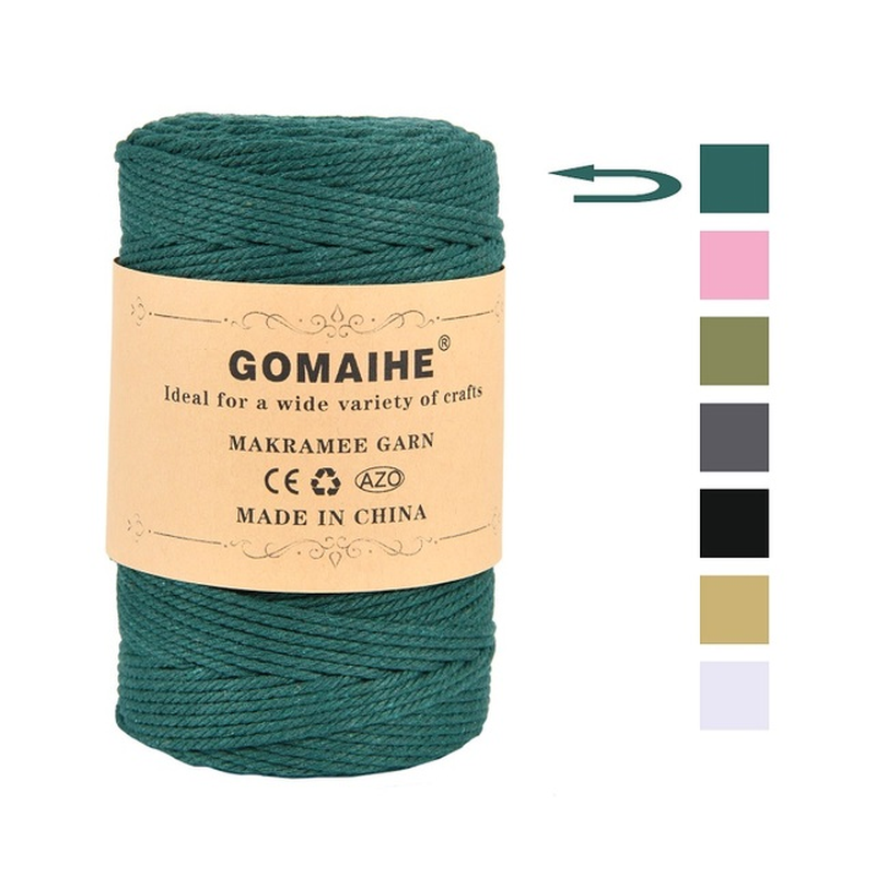 Gomaihe Macrame Cord 3Mm X 200M 100% Cotton Rope Craft String Twine for Wall Hanging Plant Hangers Knitting Home Decorations DIY