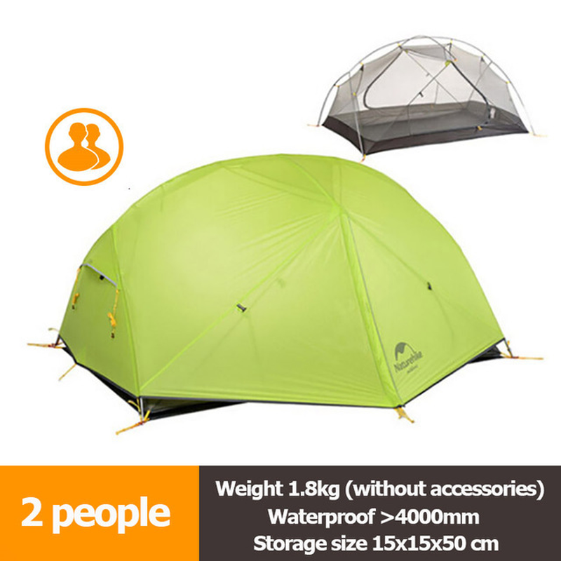 Mongar 2 Camping Tent Ultralight Outdoor 3 Season Waterproof 20D Nylon Hiking Tent 2 Person Backpacking Tent