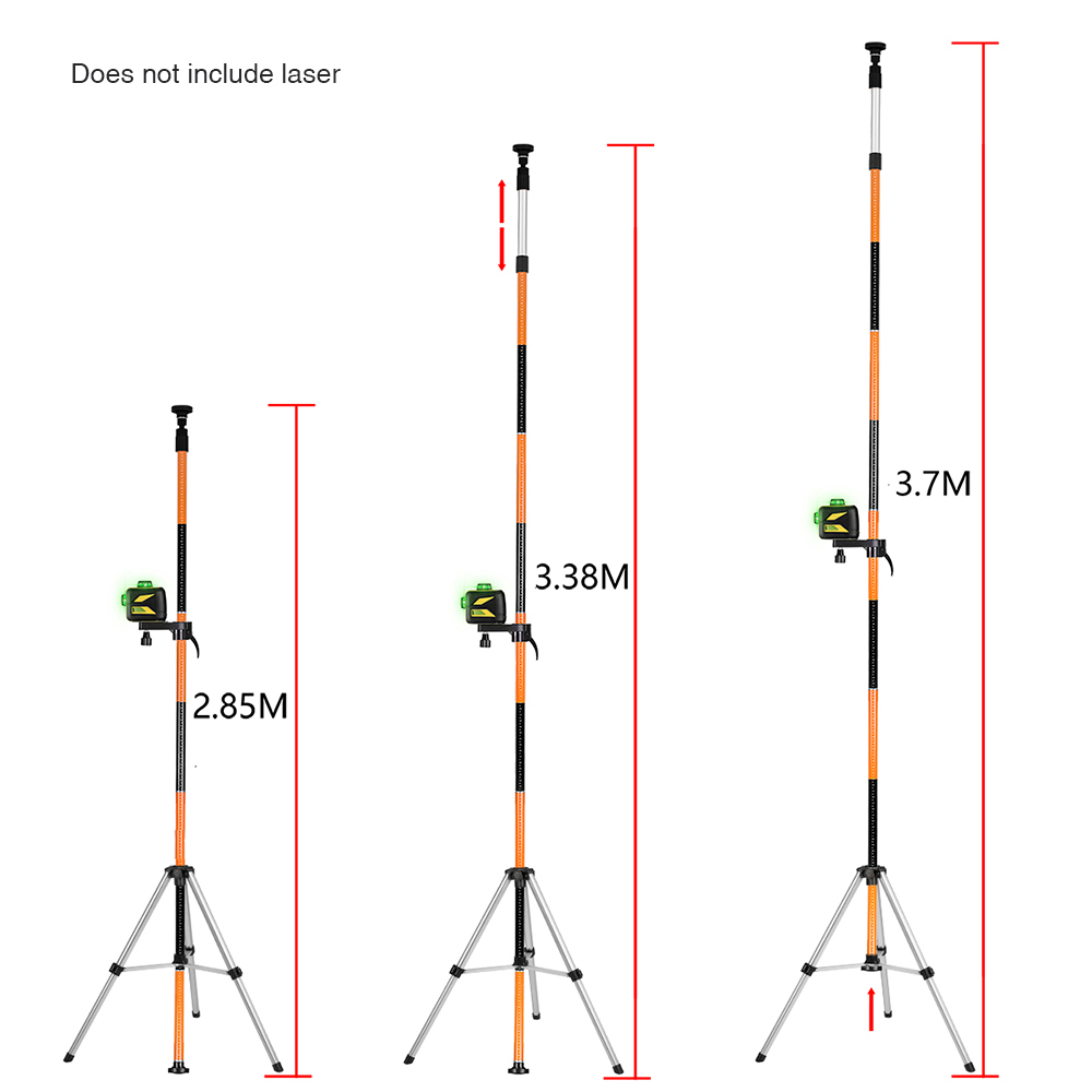  Laser Level Extend Telescoping Pole with 1/4"And 5/8" Interface Mount Ceiling Leveling Rod