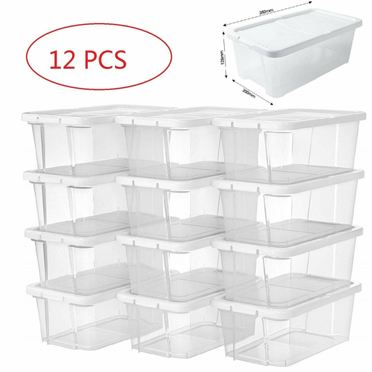 12Pcs Can Combination Shoe Cabinet High Light Transmission Transparent Storage Shoes Box Thickened Dustproof Shoe Organizer Box