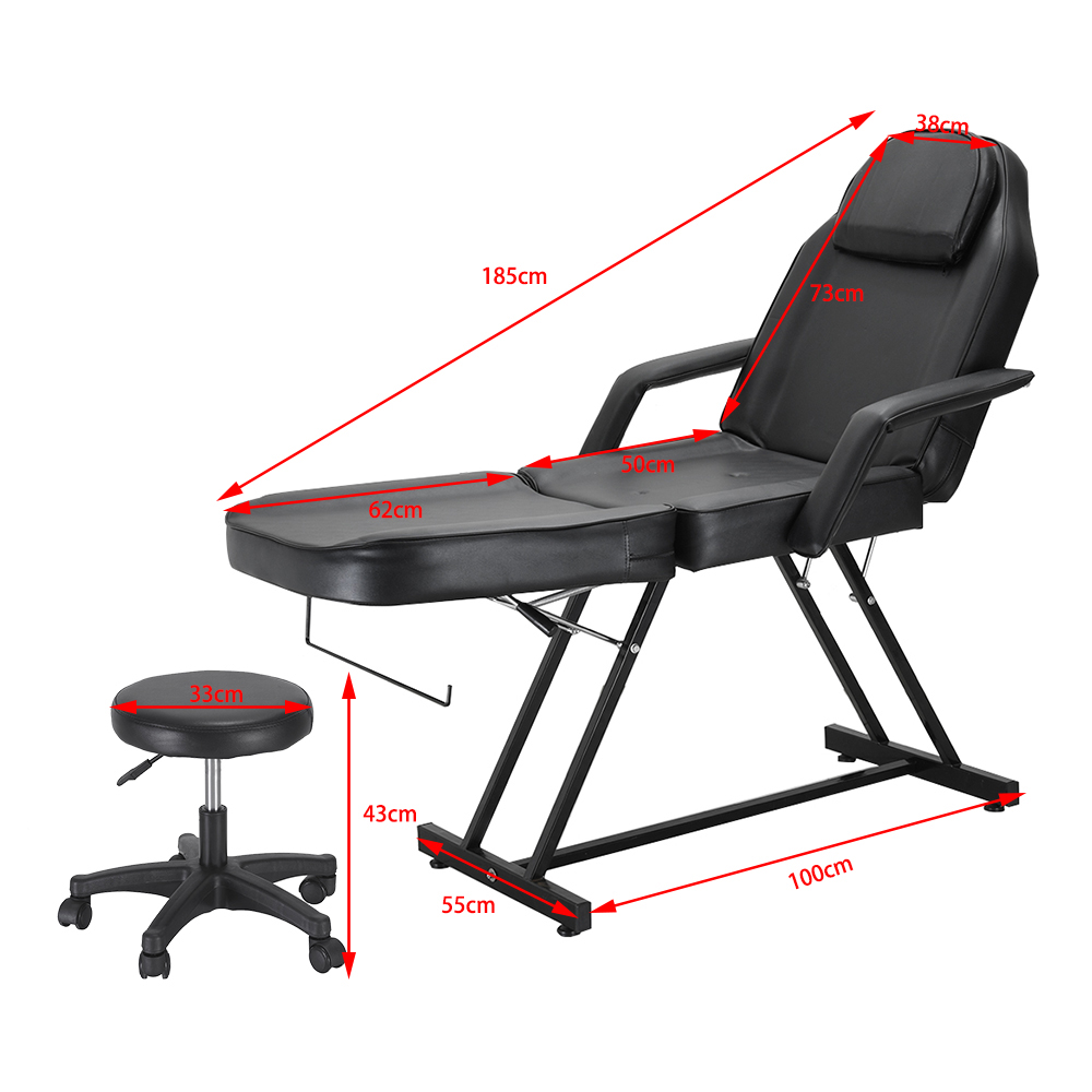 Professional Adjustable Massage Bed Chair with Stool Facial Beauty Therapy Salon Healing for Tattoo Therapy Salon Furniture