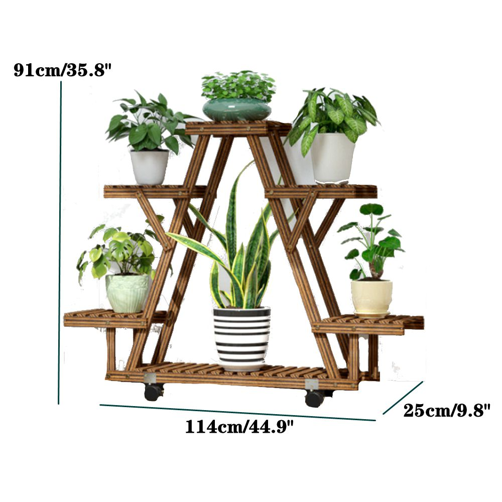 Wooden Flower Rack 114X25X91Cm Plant Stand Multi Flower Stand Shelves Bonsai Display Shelf for Yard Garden Patio Balcony 4 Tiers