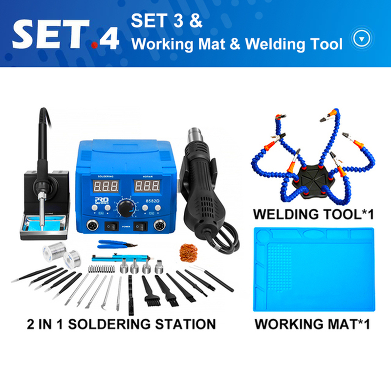 800W SMD Soldering Station Quick Heat Electric Hot Air Gun 2 in 1 Led Display Electric Soldering Iron BGA Rework Welding Station