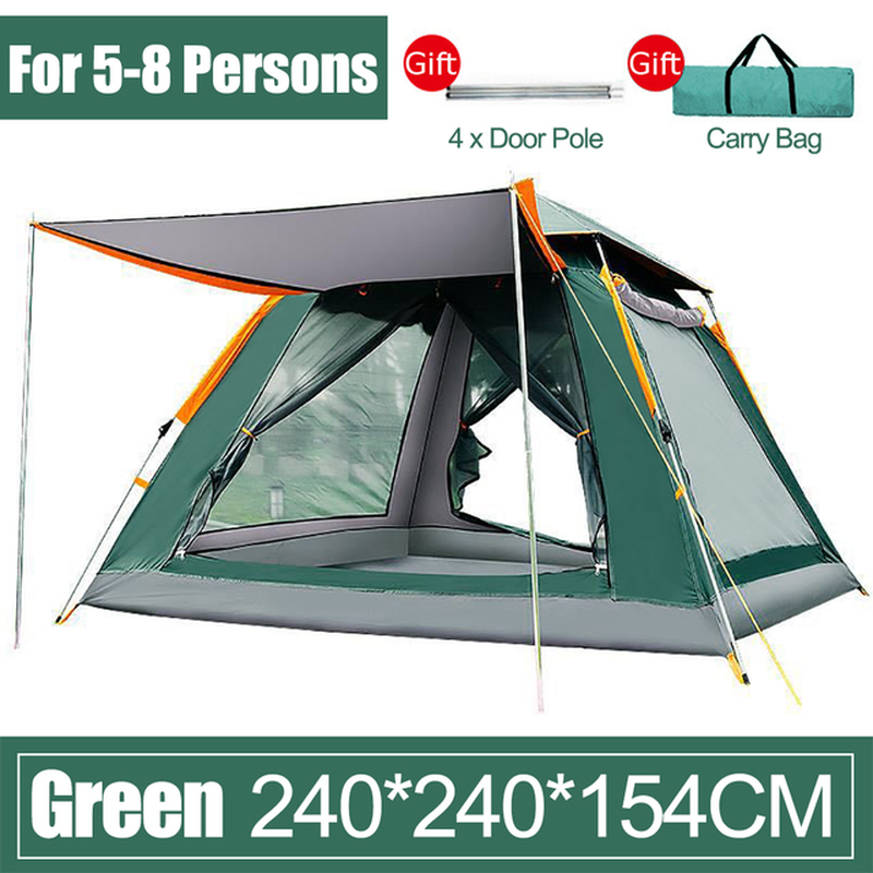 3-4 Persons Automatic Tent Outdoor Camping Tent Double Layer Waterproof Easy Instant Setup Protable Backpacking for Sun Shelter