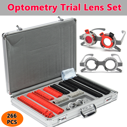 266 Pcs Optical Lens Optometry Rim Case Kit Set W/ Optometry Test Trial Frame