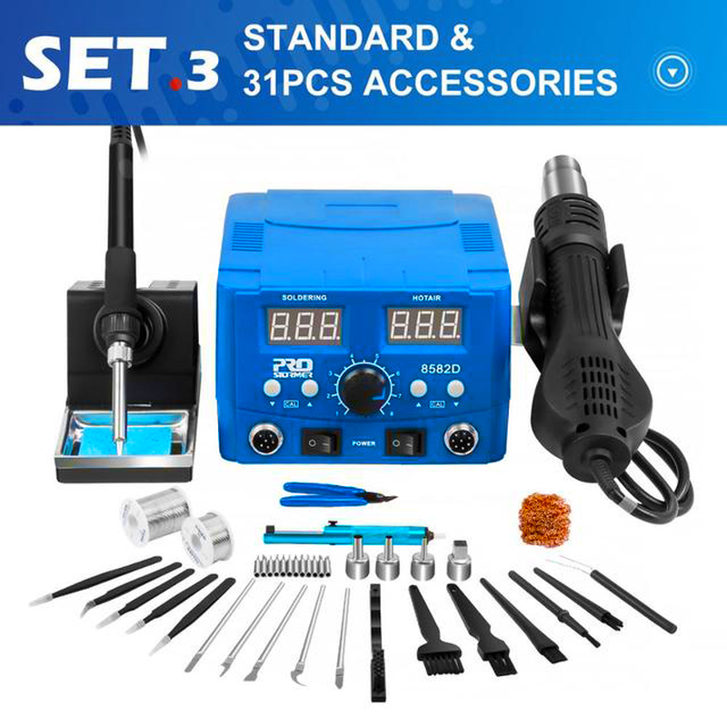 800W SMD Soldering Station Quick Heat Electric Hot Air Gun 2 in 1 Led Display Electric Soldering Iron BGA Rework Welding Station