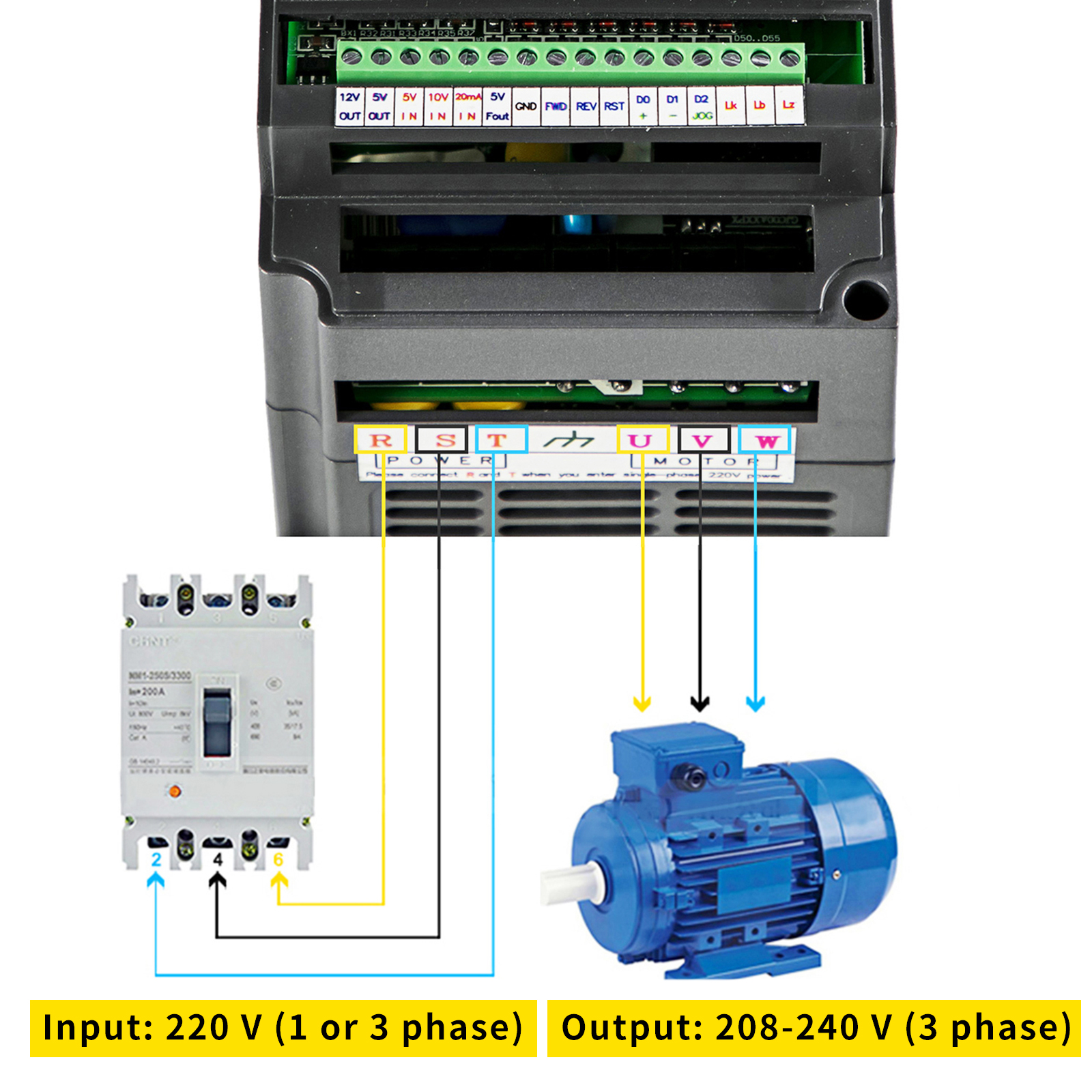 VEVOR VFD Frequency Inverter 1.5/2.2/3.0/4.0/7.5KW 220V 3 Phase Variable Speed Drive Frequency Converter for CNC Milling Machine