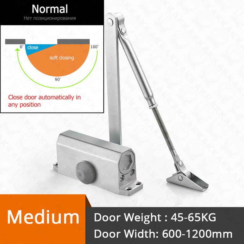 Automatic Door Closer 2 Spring Hydraulic Buffer Adjustable Door Stopper Speed Mute Closing for 25 to 80KG Door Hardware