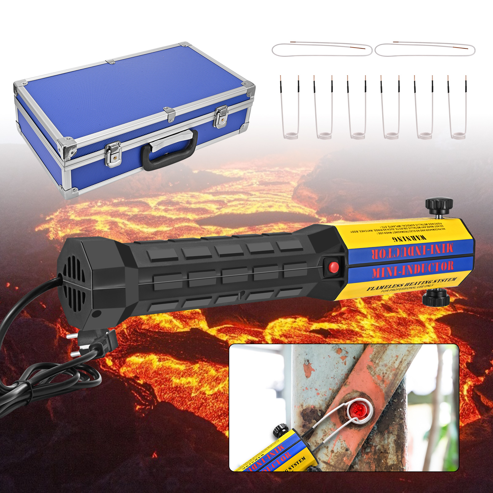 EU Stock 1000W Flameless Electromagnetic Mini Induction Heater with 8 Pieces Coil Kits for Auto Use Bolt Remover