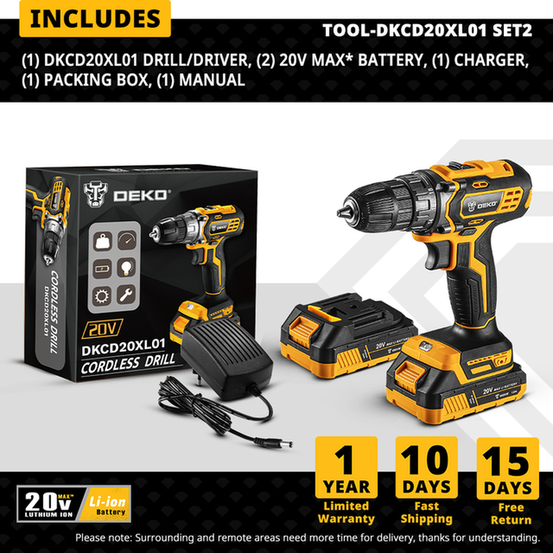 20V MAX Cordless Drill Power Tools Wireless Drills Rechargeable Drill Set for Electric Screwdriver Battery Driller Tool