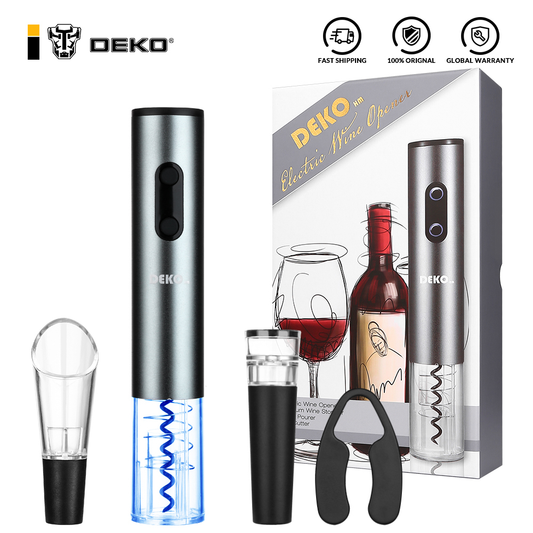 DEKO Electric Wine Opener Set Rechargable Automatic Bottle Opene Kitchen Batteries/Chargers with Foil Cutter Air Extraction