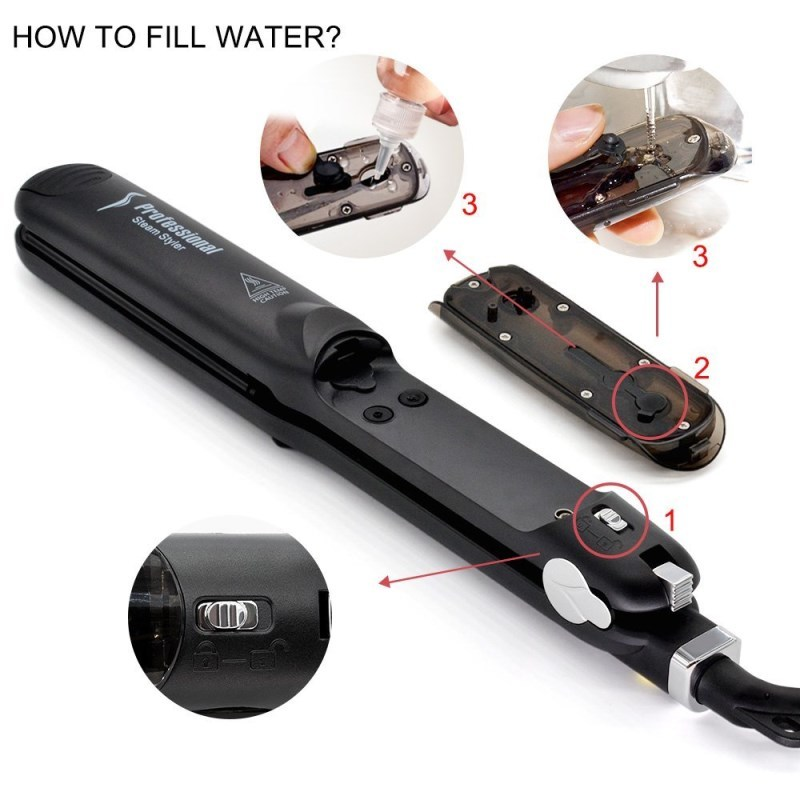 2 in 1 Fast Heat up Tourmaline Ceramic Professional Steam Hair Straightener Curler for Salon Straightening Iron Styling