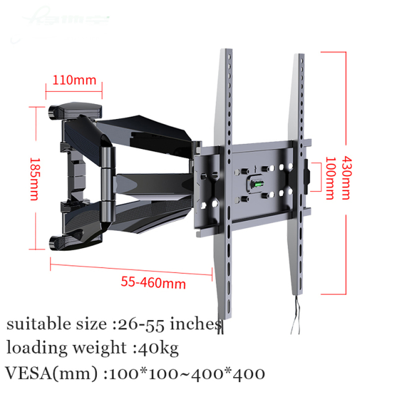 Articulating 6 Arms TV Wall Mount Full Motion Tilt Bracket TV Support Wall Mount for 32"-65" Tvs up to VESA 400X400Mm and 88Lbs