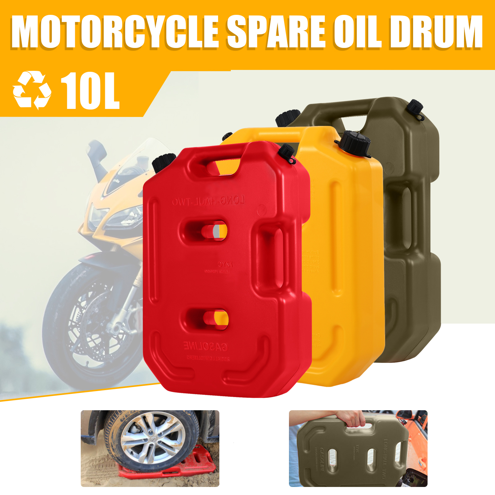 Samger 10L Plastic Petrol Cans Practical Jerry Can Long-Haul Gasoline Diesel Fuel Tank Fuel Container Universal for Car ATV UTV