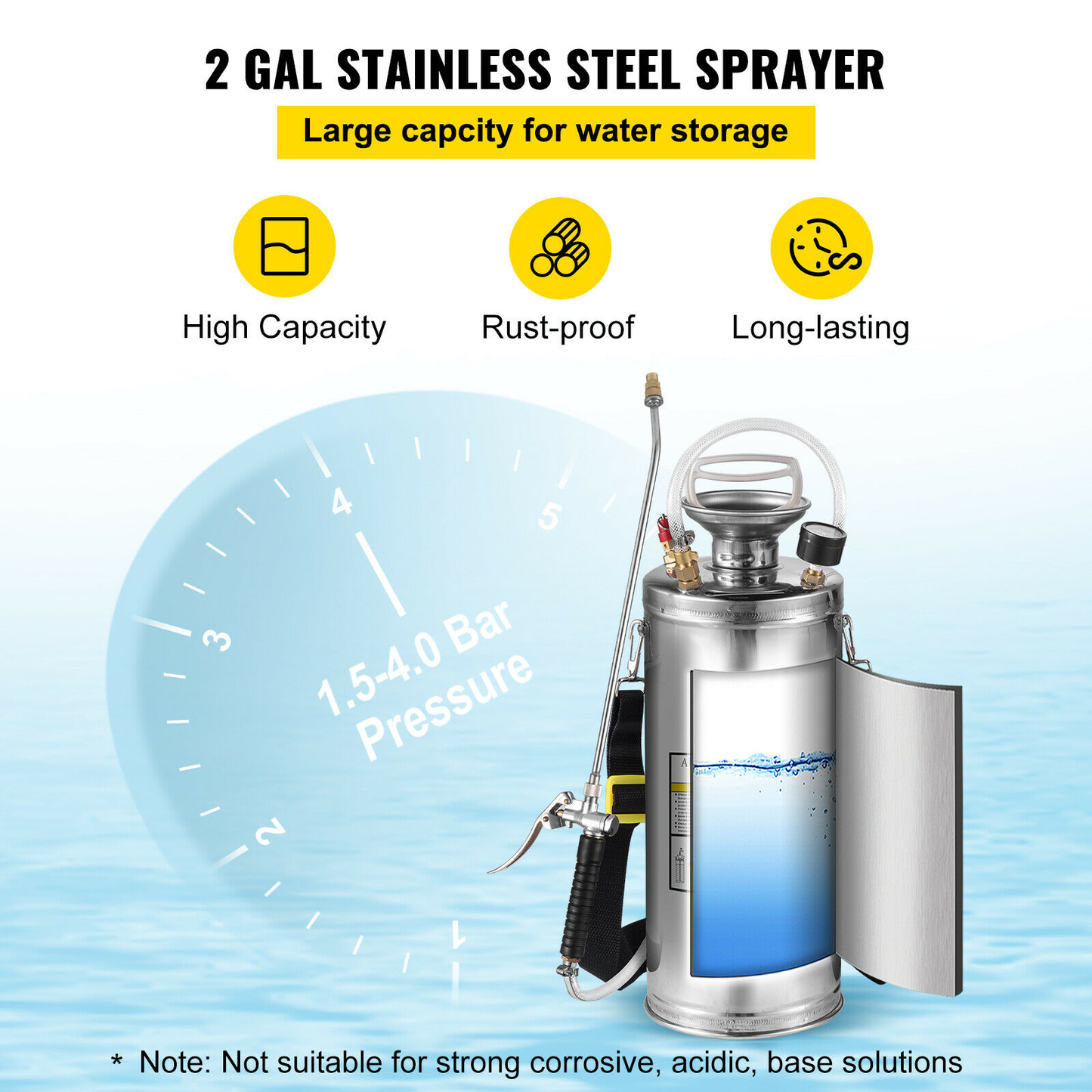 4-12L Hand Powered Sprayer Stainless Steel Watering Spraying Sprinkling Atomizer Pump Home Ground Garden Cleaning Sprayer