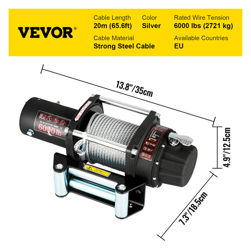 3000-13500LBS 12V Electric Winch for 4X4 Syntheic Car Trailer Ropes Towing Strap with Wireless Control ATV Truck off Road