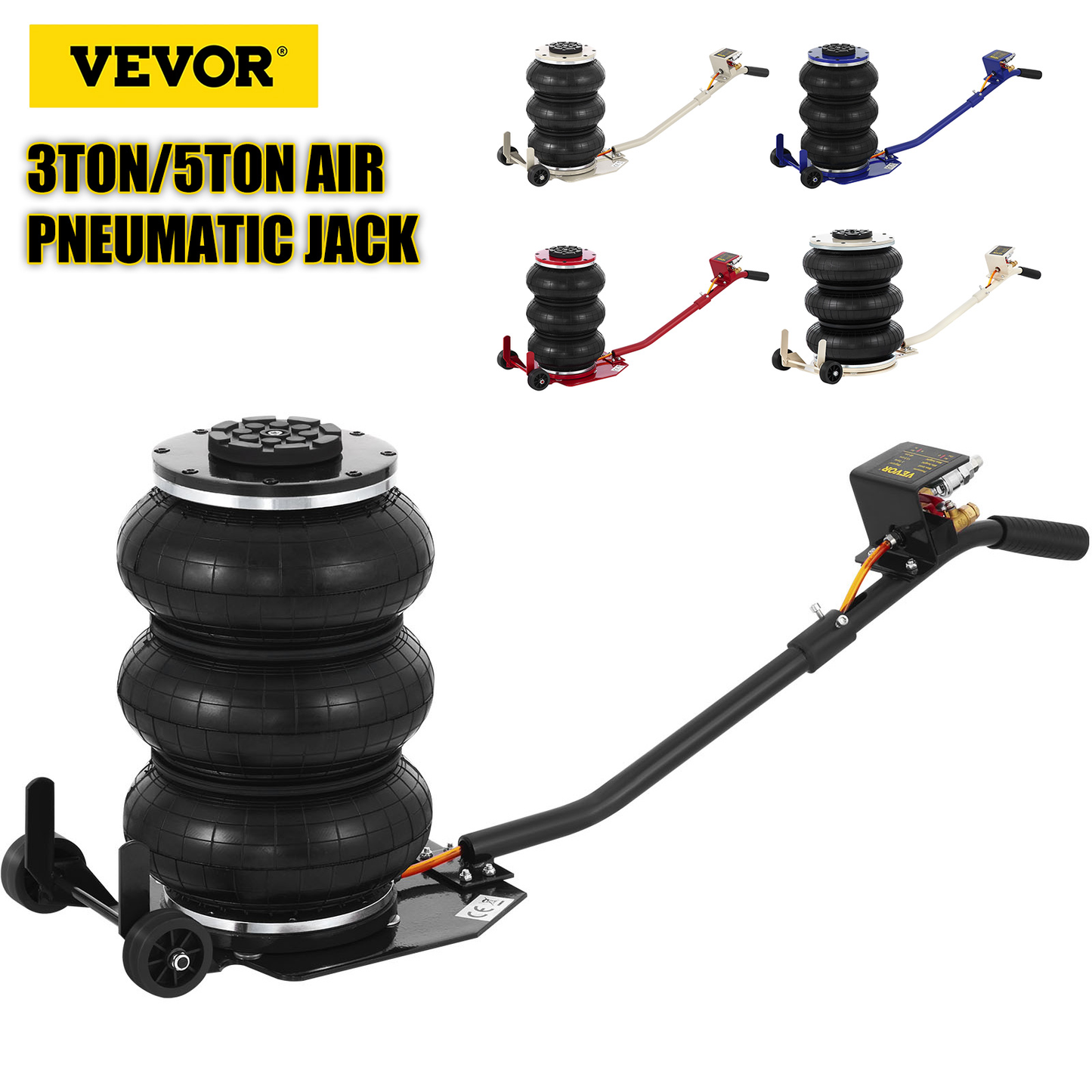 3 / 5 Ton Car Triple Bag Air Jack Pneumatic Jack Fast Lifting Height 16 Inch / 40CM for Car Truck Van SUV Auto Repair Tool