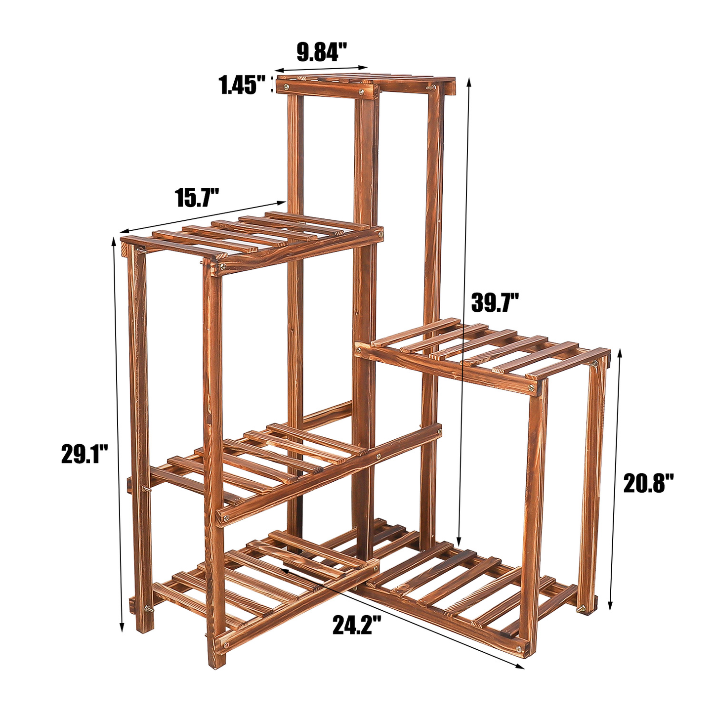 Plant Corner Stand 6 Tier Wood Shelf Indoor Outdoor Garden Patio Displaying Shelves Rack for Flowers Succulents Planter Pots